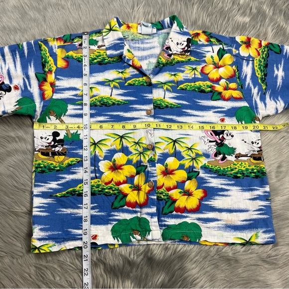 Vintage Sunday Comics Disney Hawaiian Button Up Shirt Mickey Minnie Mouse - Picture 12 of 16